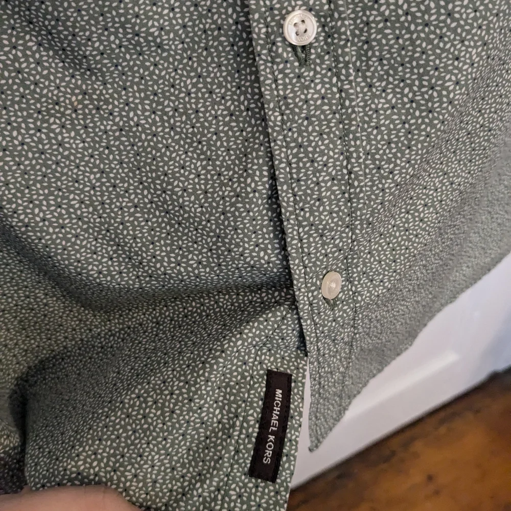 Michael Kors Men's Green Floral Button Down Business Casual Preppy - Size L